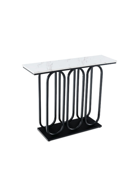Console Table Wood & Metal Black Velvet-Black Metal L100xW30xH80cm