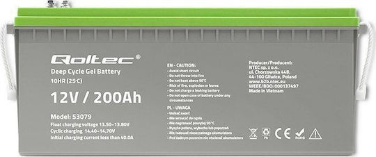 Qoltec Baterie Fotovoltaică AGA Ciclu adânc 12V 200Ah (53079)
