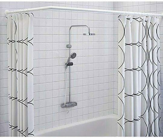 Import Hellas Corner Shower Curtain Rod Metallic 80cm