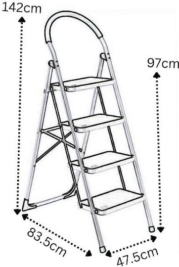 Vesta Deluxe Step Ladder Iron 4 Steps 97cm