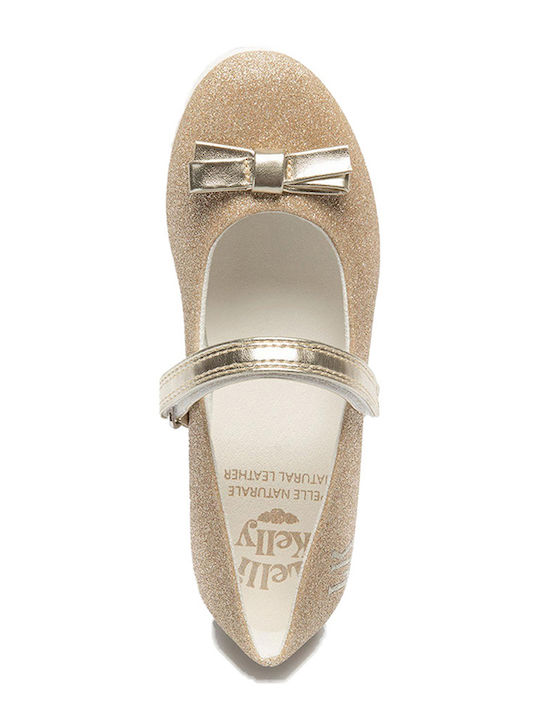 Kids Ballerinas Viola with Hoop & Loop Closure Gold