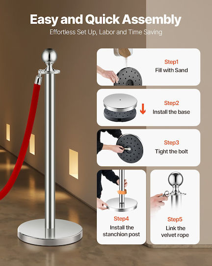 Vevor Safety Barrier Post Silver 1.5m QTGLZDSDYSHRTRS83V0