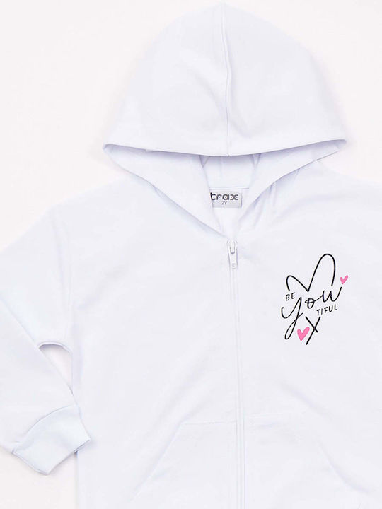 Kids Cardigan Sweatshirt Cotton with Hood White