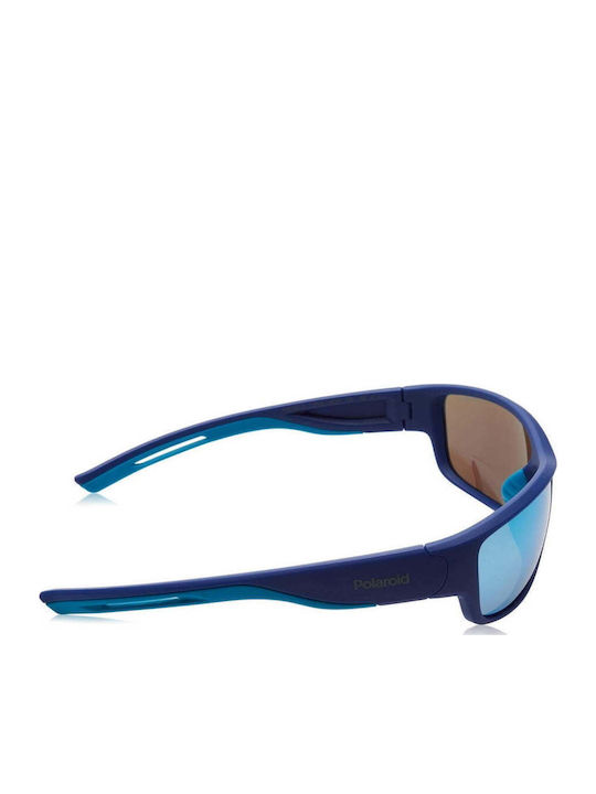 Polaroid Unisex Sunglasses with Blue Horn-Rimmed Frame and Blue Mirror Lens PLD7028/S PJP/5X