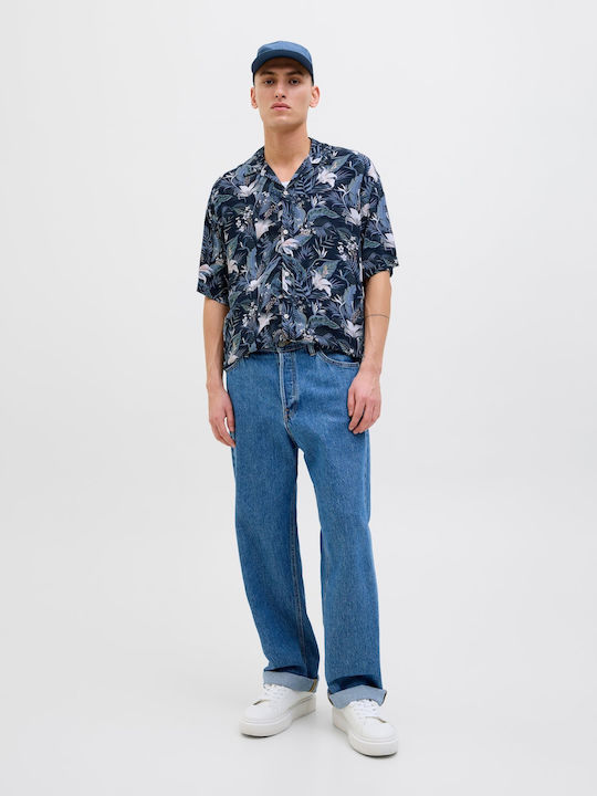 Κοντομάνικο Πουκάμισο Floral Μπλε Navy