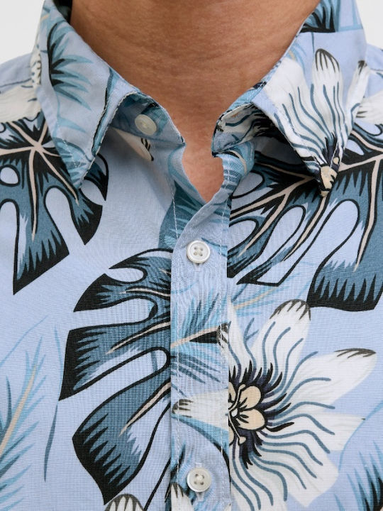 Short-sleeved Cotton Shirt Chambray Blue, Blue