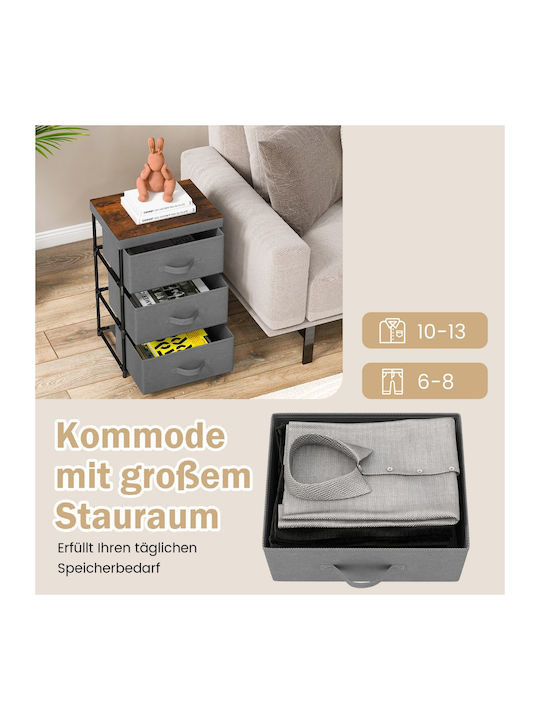 Cabinet Storage Made of Wood, Metal & Fabric with 3 Drawers L40xW30xH62cm