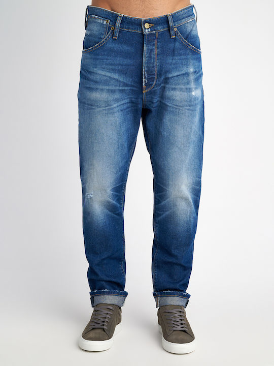 Bob Men's Elastic Jeans Trousers with Relaxed Tapered Application Blue