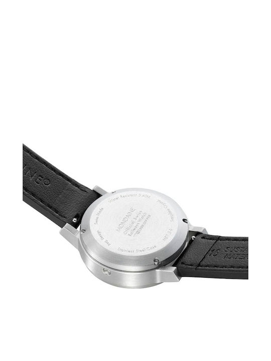 Mondaine Γυναικείο Ρολόι 34mm Μπαταρίας με Μαύρο Δερμάτινο Λουράκι