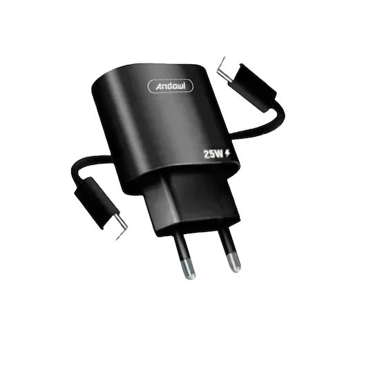 Andowl Φορτιστής με Θύρα USB-C και Καλώδιο USB-C - Lightning 25W Μαύρος (Q-CD699)