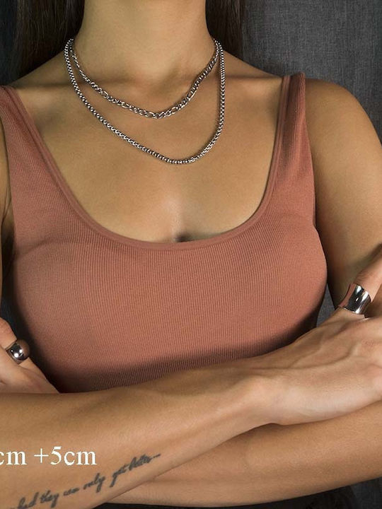 Theodora's Jewellery Αλυσίδα Λαιμού από Ατσάλι Λεπτή Πάχους 3.8mm και Μήκους 60cm