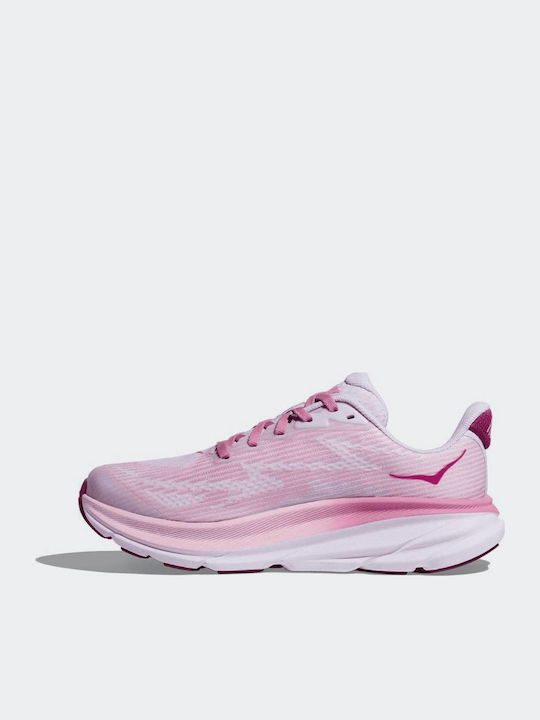 Clifton 9 Kids Sports Shoes Running with Laces Pink