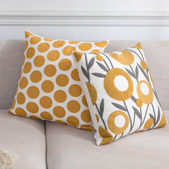 Lenjerii Deosebite Dekorativer Kissenbezug aus 100% Baumwolle Polka Dots 45x45cm