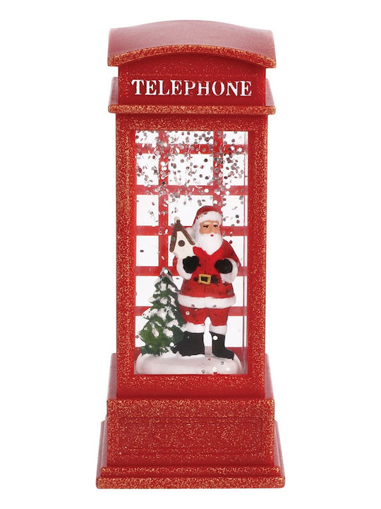Christmas Battery-Powered Red Telephone Booth Waterspinning LED 10.5x10.5x25cm