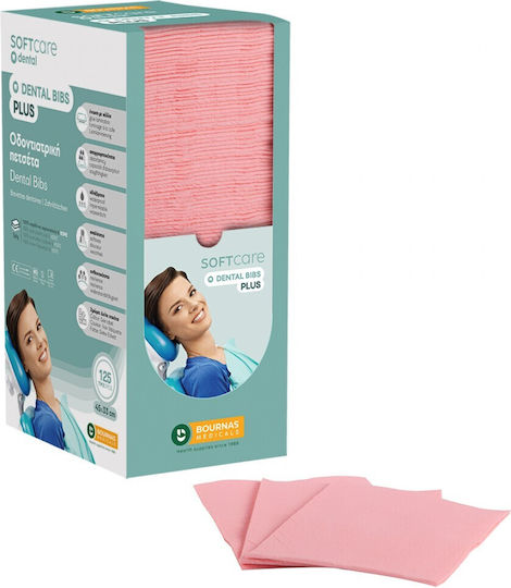 Bournas Medicals Dental Towel Pink 2ply + 1ply with Dispenser 125 Pieces