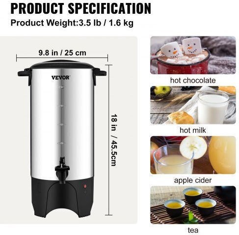 Vevor Coffee-Tea Buffet Kettle 7.4lt 1kW 26x25x45.5cm