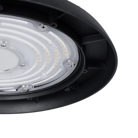 GloboStar Φωτιστικό Καμπάνα 100W Ψυχρό Λευκό 15000lm με Ενσωματωμένο LED Μαύρο Ø26.5xΥ15cm