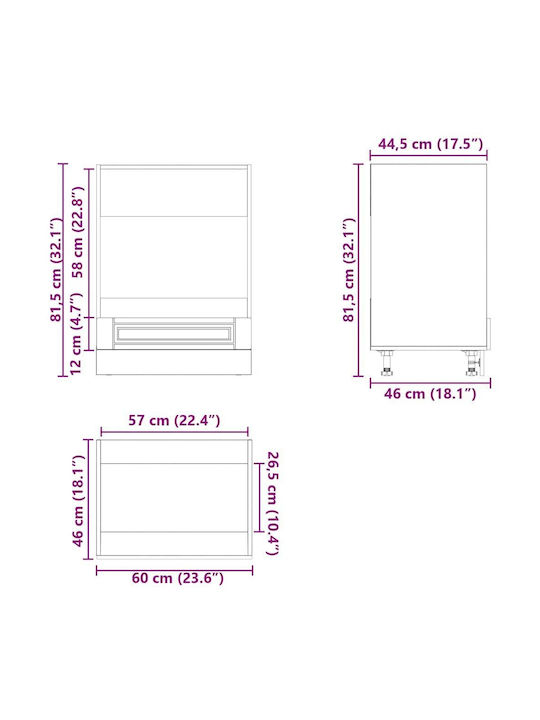Porto Lower Oven Cabinet Coffee 60x46x81.5pcs