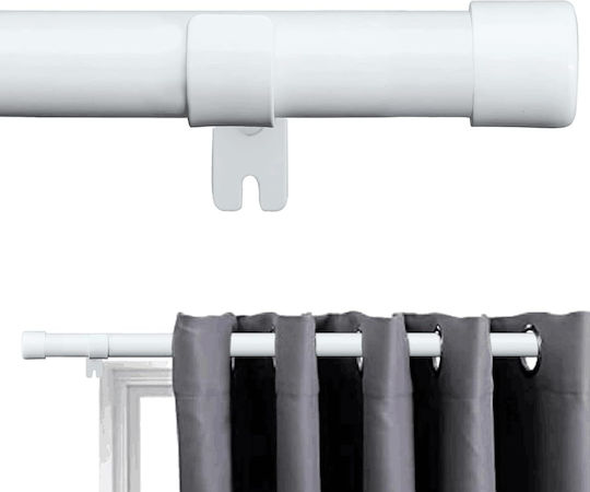 Ausziehbar Metallisch Vorhangstange Einfach 76-365cm Weiß