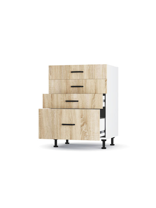 Modest Floor Kitchen Drawer Cabinet Beige 60x48x82pcs