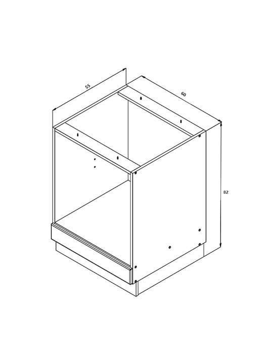 Ντουλάπι Κάτω Φούρνου 60x60x82cm Γκρι Γραφίτης