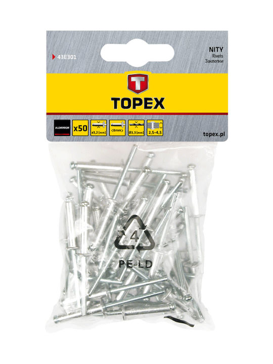 Topex Πριτσίνια Αλουμινίου M4x10mm 800τμχ