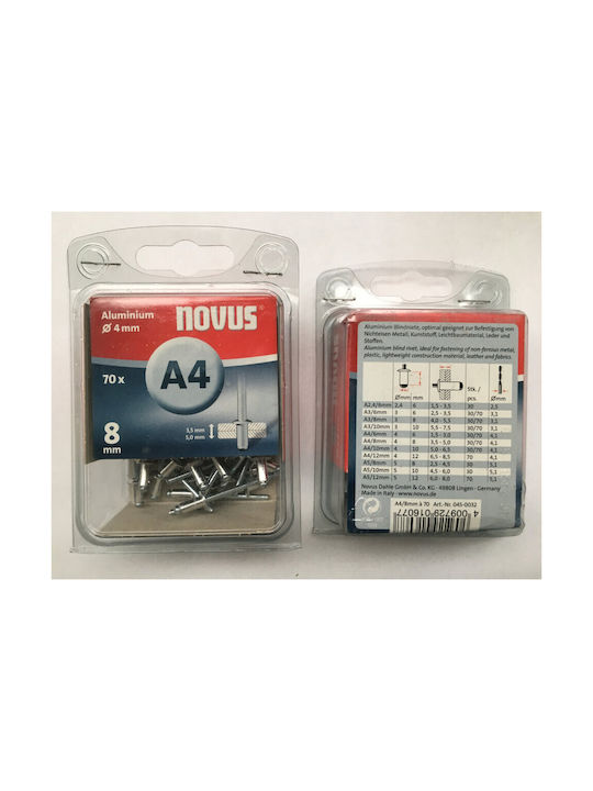 Novus Πριτσίνια Aluminium M4x8mm 70Stück