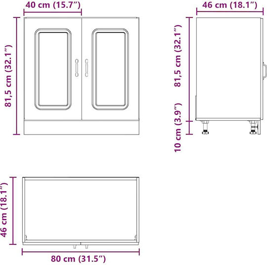 Kalmar Dulap pentru Chiuvetă Cafea 80x46x81.5buc