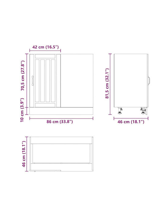 Lucca Dulap pentru Chiuvetă Negru 80x46x81.5buc