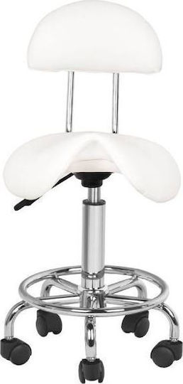 Natural Care Professional 6001 Wheeled Stool with Backrest White