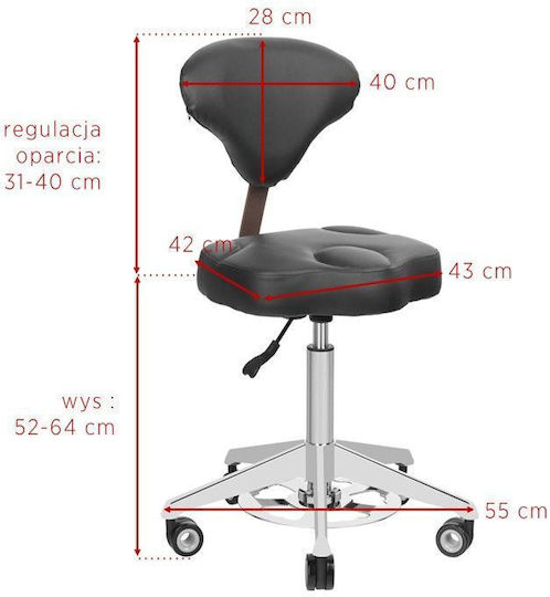 Salon Stools Wheeled Stool with Backrest White