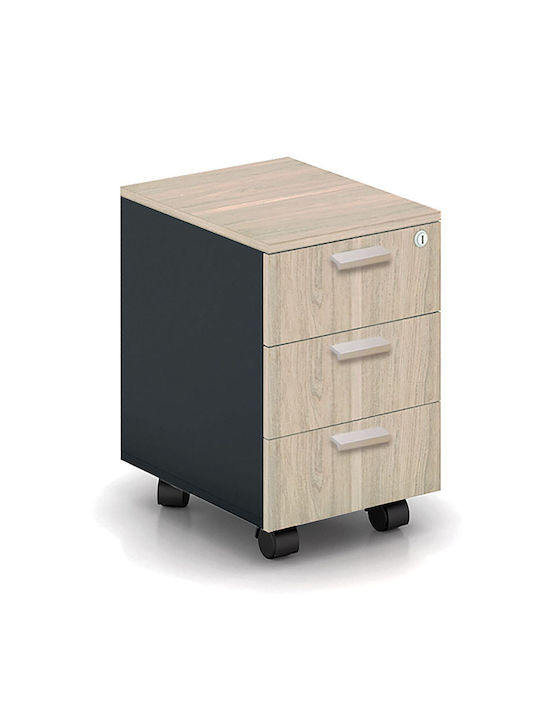 Schublade Büro Progress 3 mit Rollen & Schloss Elm / Grey 41x45x59cm