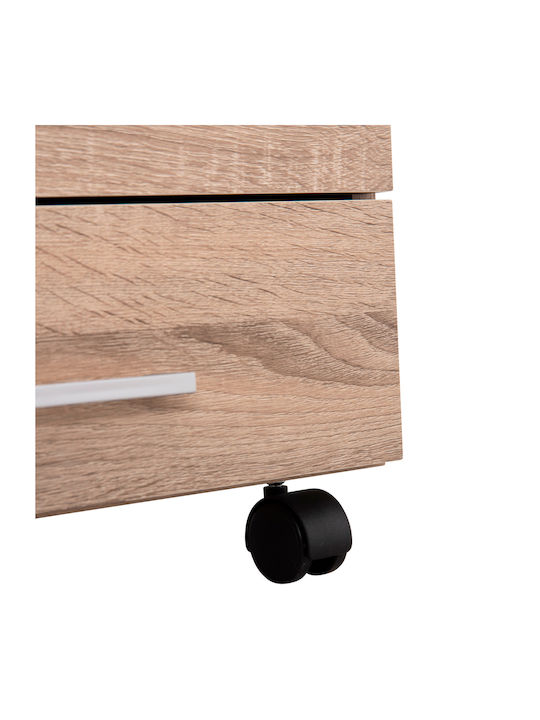 Hayden Office Storage Chipboard Drawer with Wheels, Lock & 3 Drawers Sonama L38xW39.5xH50cm