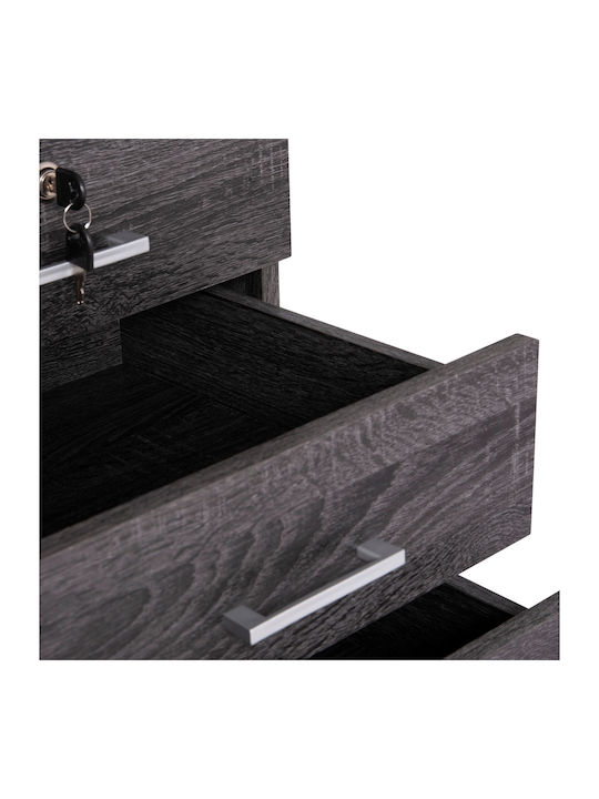 Hayden Office Storage Chipboard Drawer with Wheels, Lock & 3 Drawers Charcoal L38xW39.5xH50cm