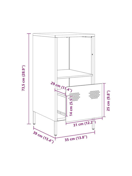 Ντουλάπι Γραφείου Μεταλλικό Λευκό 35x39x73.5cm
