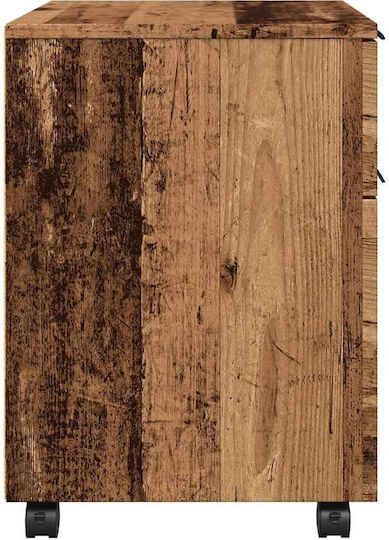 Büroaufbewahrungsschublade aus Holz mit Rädern Alt-Holz 45x38x54cm