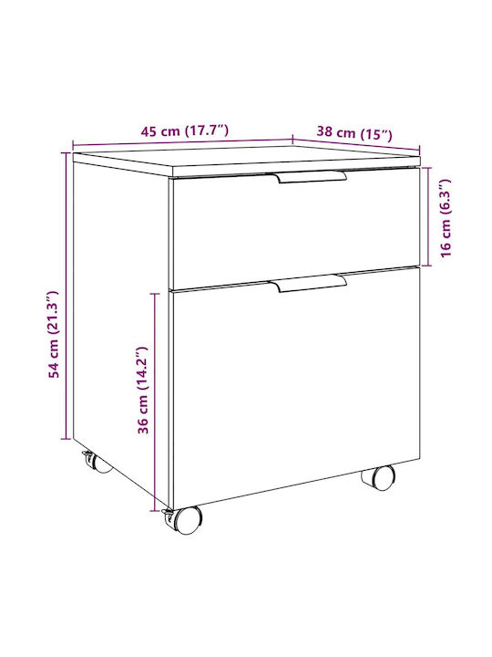 Vidaxl Mobiler Aktenschrank mit Rollen Artisan Eiche
