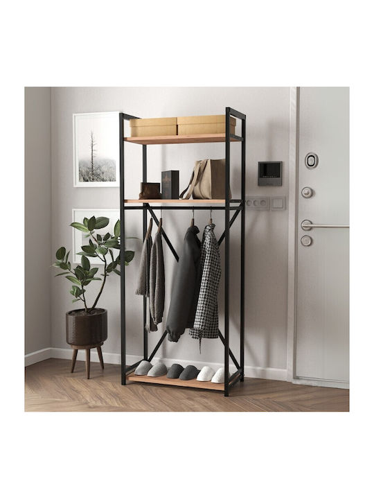 Zula Entry Furniture with Hanger & Shoe Rack Black / Pine Oak 66x30x160cm