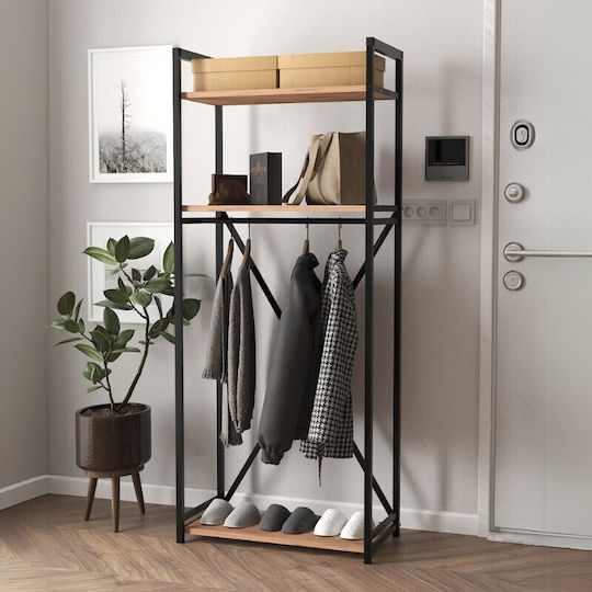Zula Entry Furniture with Hanger & Shoe Rack Black / Pine Oak 66x30x160cm