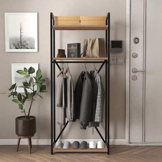 Zula Entry Furniture with Hanger & Shoe Rack Black / Pine Oak 66x30x160cm