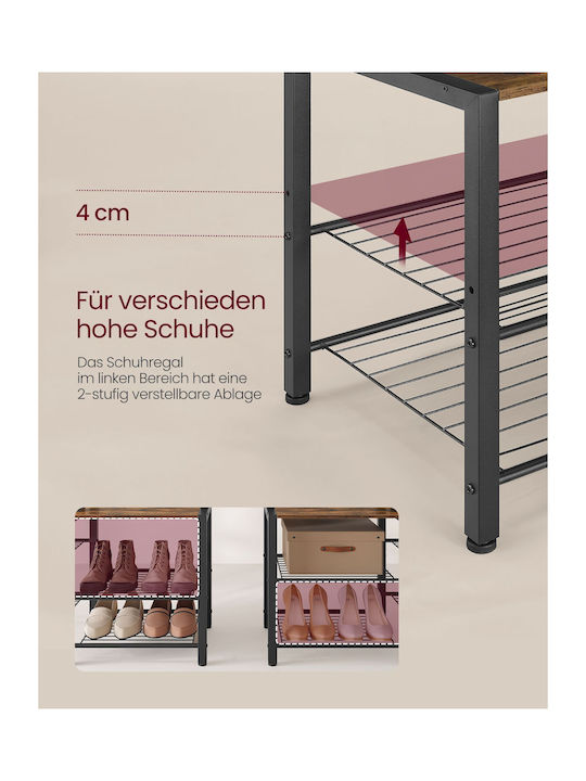 Vasagle Hall Tree Bench Shoe Storage Hallway Coat Rack Shoe Bench 5 Storage Shelves 9 Coat Hooks 6 Side Hooks 140 X 120 X 190 Cm Vintage Brown Ink Black Hsr426b01