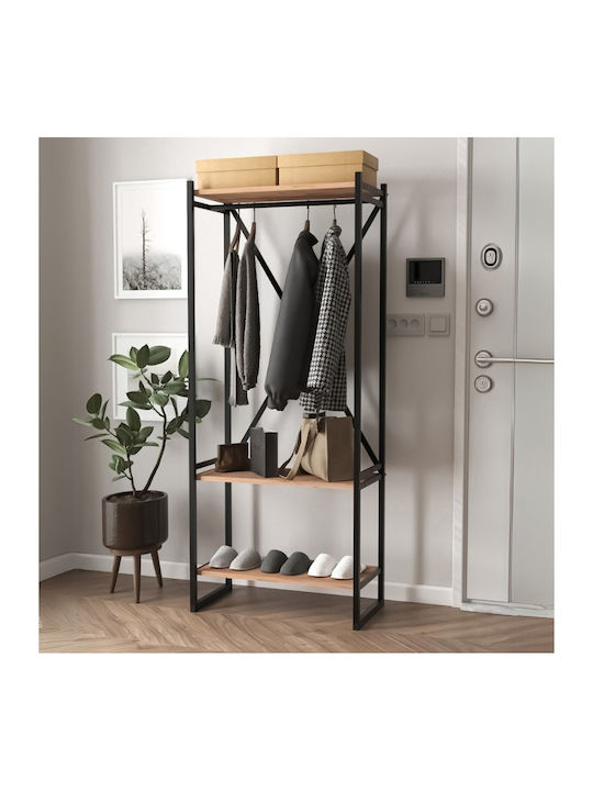 Zula Entry Furniture with Hanger & Shoe Rack Black / Pine Oak 66x30x160cm
