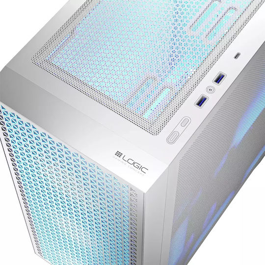 Dart Pro ARGB Gaming Midi Tower Computer Case with Side Window White