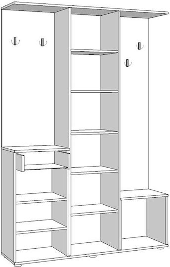 Martin Entry Furniture with Mirror / Hanger / Shoe Rack & Wardrobe Sonoma / White 133.5x33x197.5cm