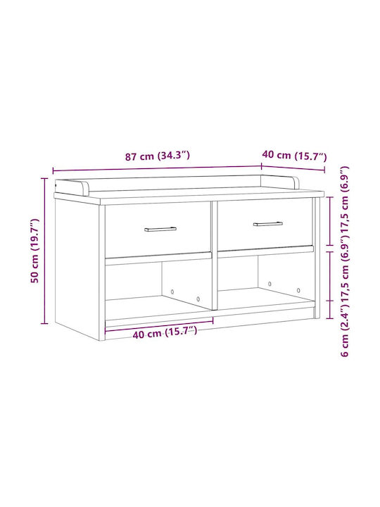 Sandens Entry Furniture with Shoe Rack & Bench Pine 87x40x50cm