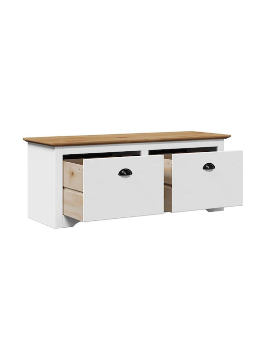 Mobilier de Intrare cu Dulap pentru Pantofi White and Brown 114x40x45cm