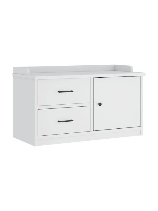 Sandens Mobilier de Intrare cu Dulap pentru Pantofi & Bancă Alb 87x40x50cm