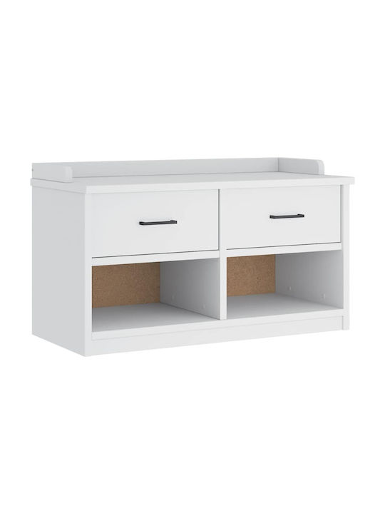 Sandens Mobilier de Intrare cu Dulap pentru Pantofi & Bancă Alb 87x40x50cm