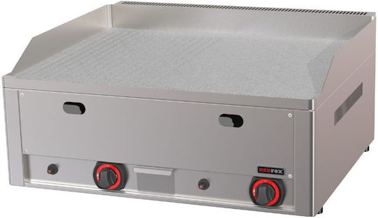 RM Gastro Πλατώ Ψησίματος Υγραερίου Χρωμίου 66x60x22cm 8kW με Λεία & Ραβδωτή Πλάκα Redfox FTHRC60G
