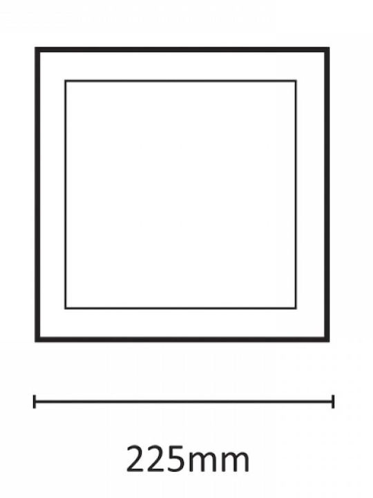 Inlight Square Recessed LED Panel 20W with Natural White Light 4000K 22.5x22.5cm